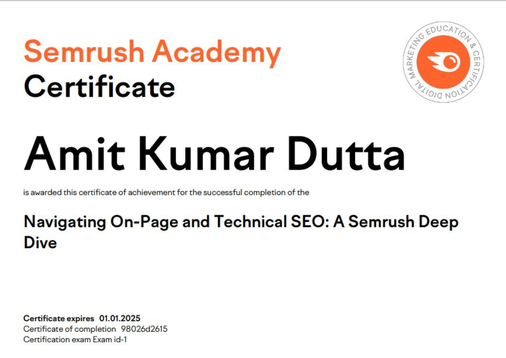 On-page-Certificate-By-Semrush